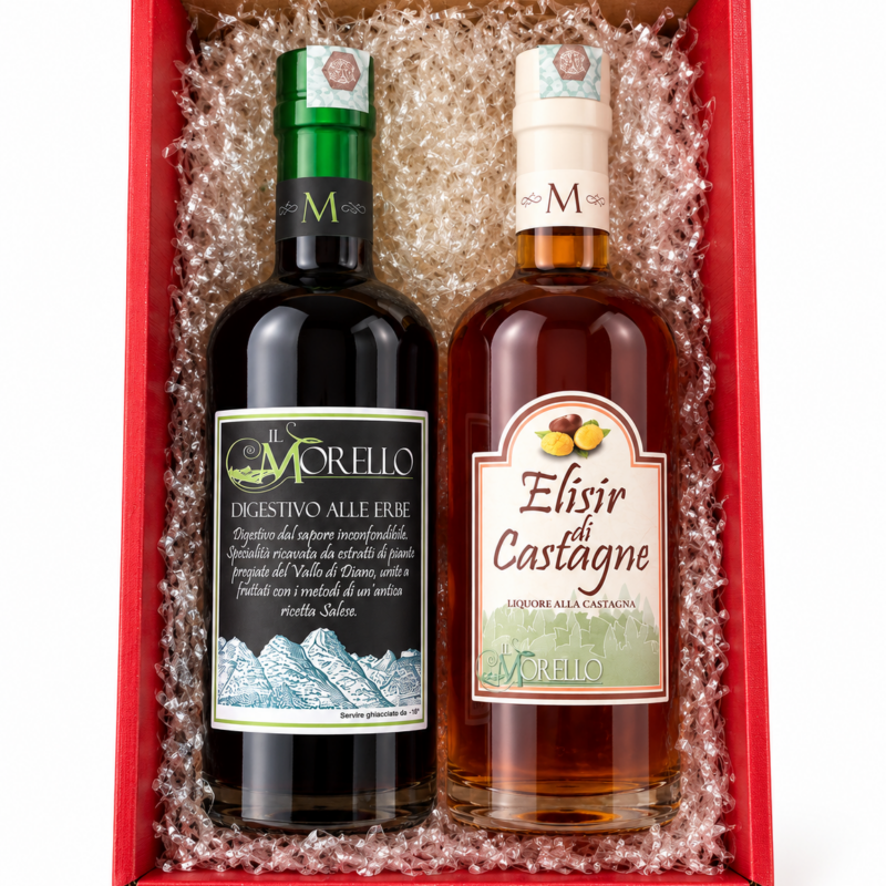 Confezione regalo "Radici e sapori" -Amaro Il Morello & Elisir di Castagne.